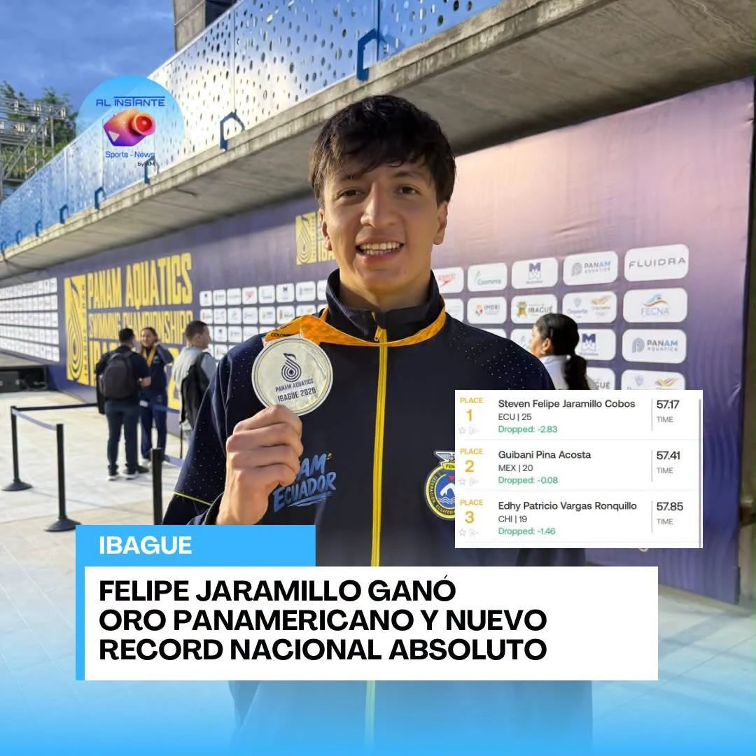 Felipe con la medalla de los Panam Aquatics Championships en Ibagué